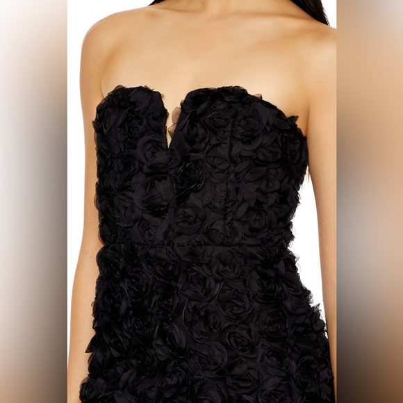 Dresses & Skirts - New S Elegant Black Strapless mini Dress roses Floral Texture prom formal lbd Sm